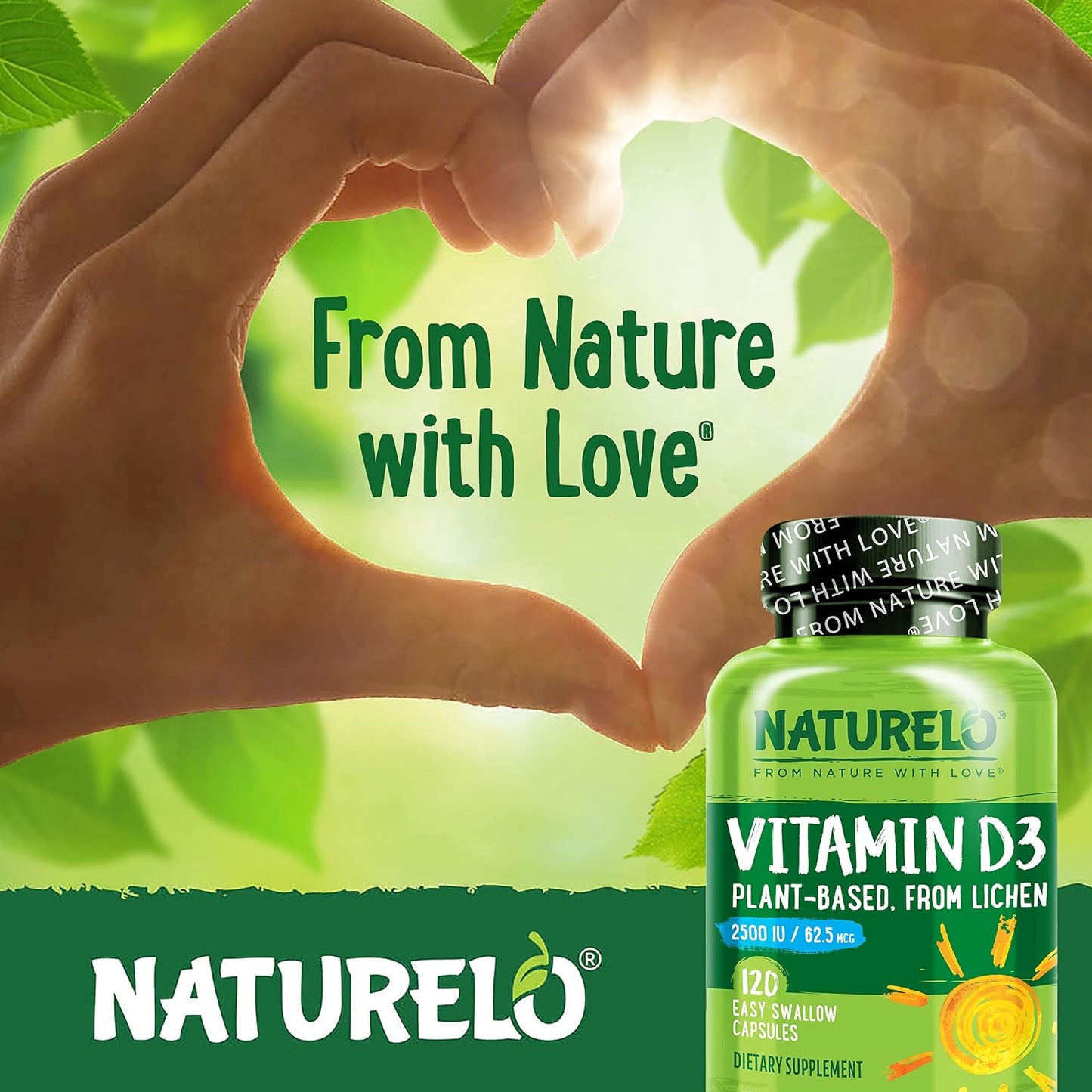NATURELO Vitamin D3 2500 IU - Plant Based from Lichen - Vegan Supplement for Immune & Bone Health - 120 Capsules - görsel 5
