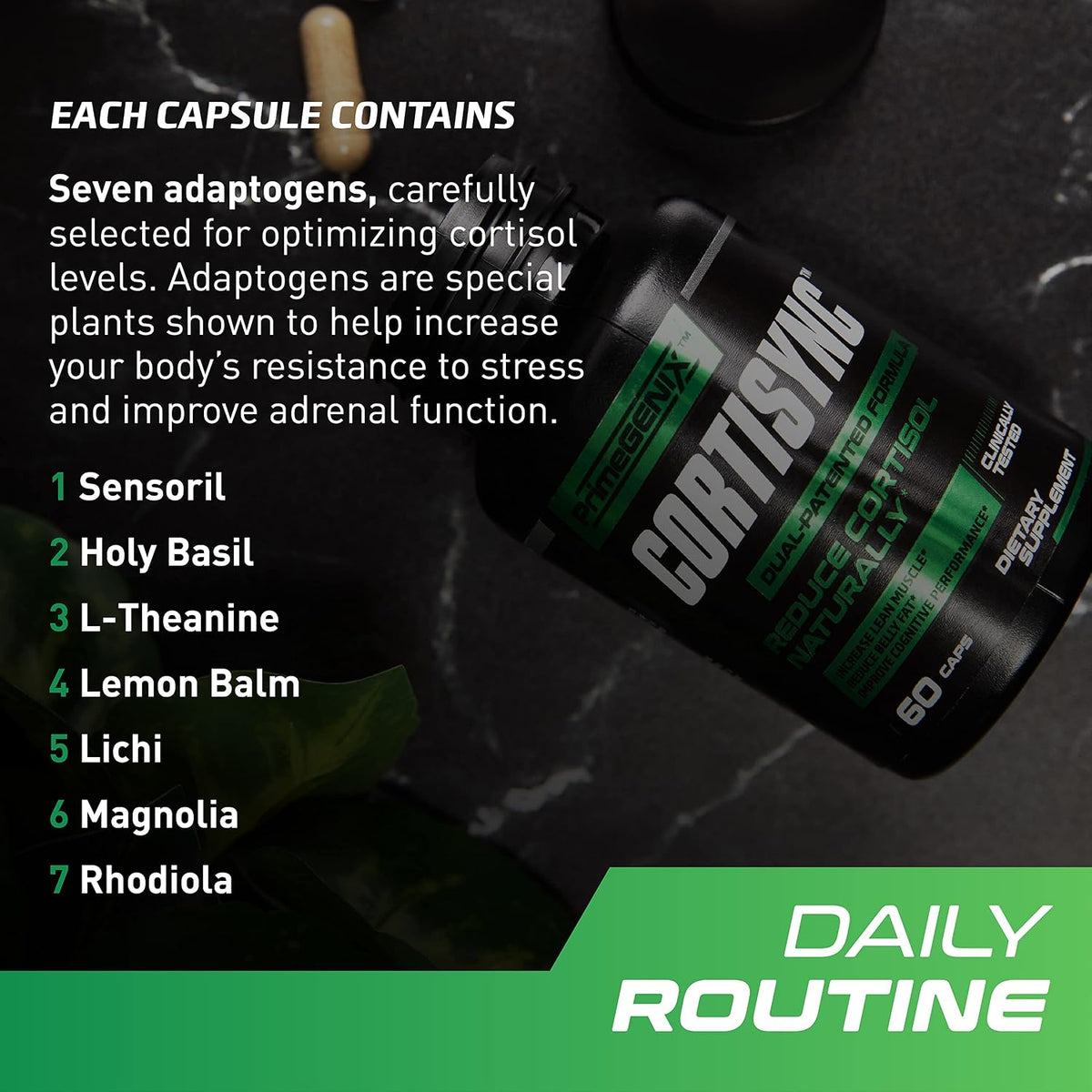 PrimeGENIX CortiSync - Lower Cortisol, Boost Energy, and Enhance Focus with Sensoril Ashwagandha - 60 Capsules - görsel 5