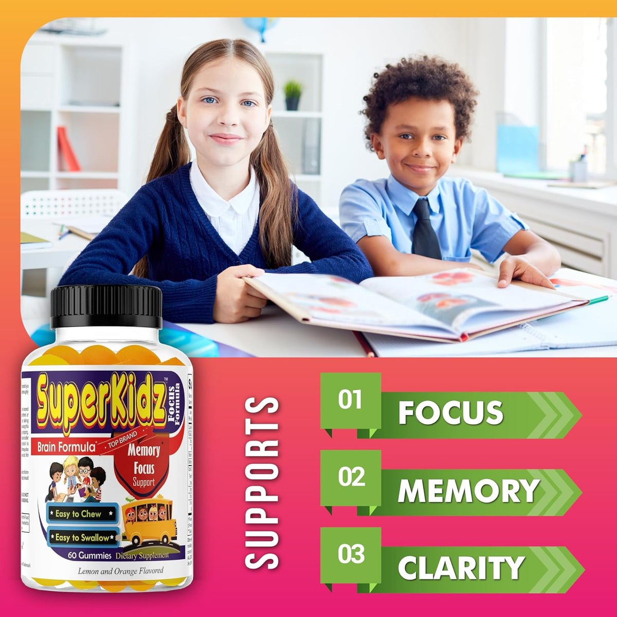 Superkids Kids Focus Gummies with Omega-3 DHA – 60 Gummies - görsel 2