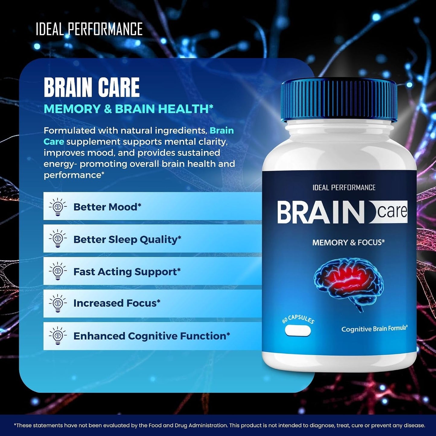 Brain Care Supplements for Memory and Focus Capsules, BrainCare Advanced Formula Nerve Health Support - Maximum Strength Nootropics Brain-Care All-Natural Health Support Pills Reviews (5 Pack) - görsel 4