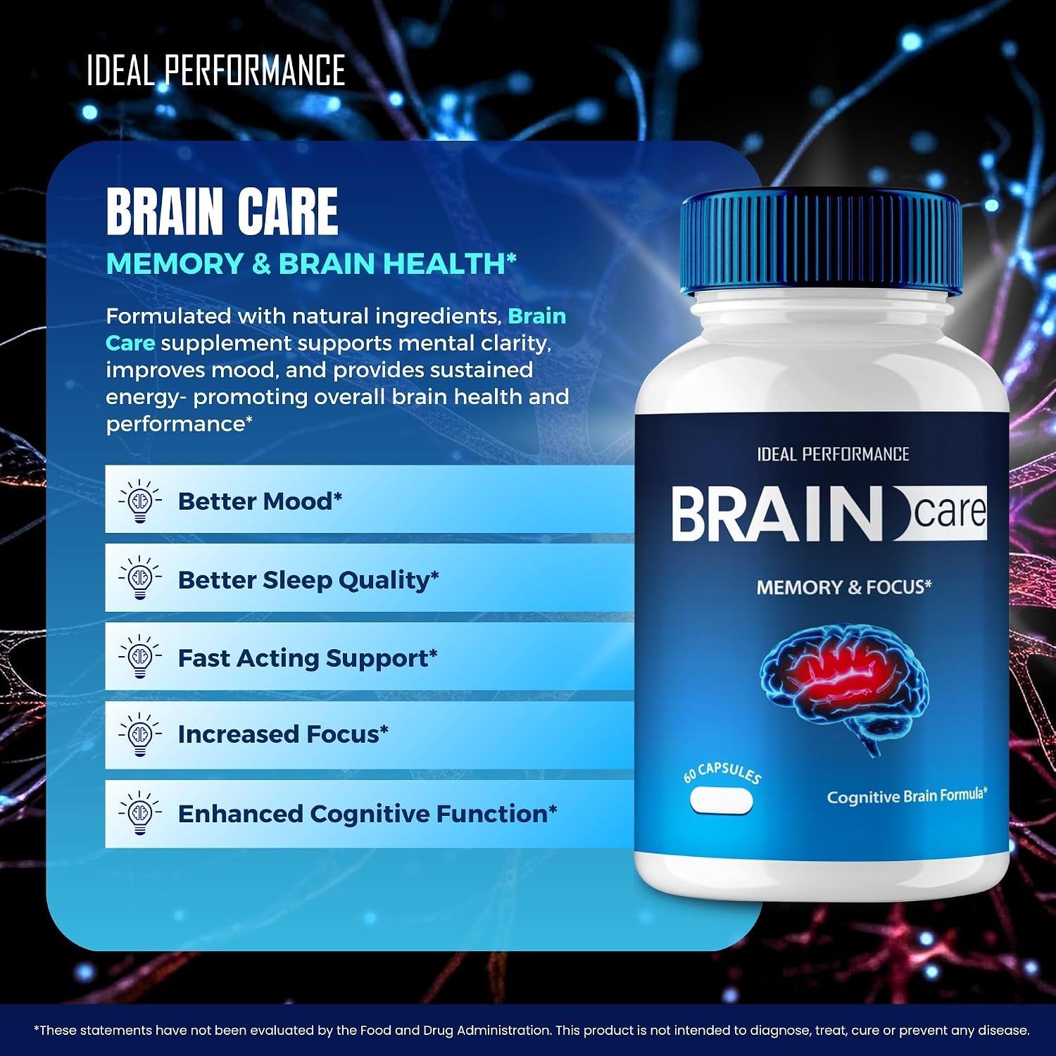 Brain Care Supplements for Memory and Focus Capsules, BrainCare Advanced Formula Nerve Health Support - Maximum Strength Nootropics Brain-Care All-Natural Health Support Pills Reviews (5 Pack) - görsel 4