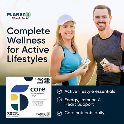 Planet 3 Vitamin Packs – Daily Multivitamin for Men & Women with Omega 3, Probiotics and More, 120 Packs
