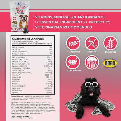 Vital Planet Vital Dog Multivitamin for Everyday Health – 30 Bacon Flavoured Soft Chews