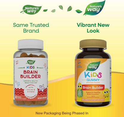 Nature's Way Kids Brain Supplement Gummies – Supports Healthy Brain Function, Lemonade Flavoured, 60 Gummies