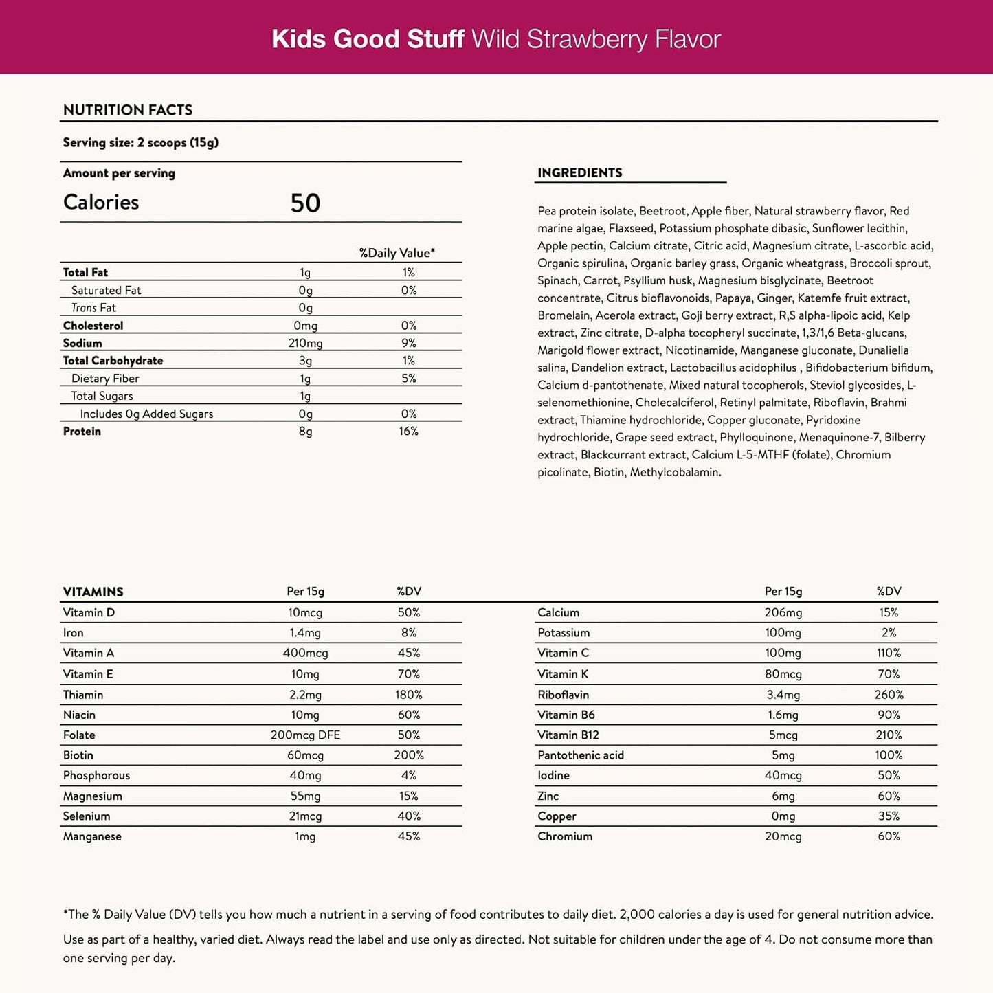 Nuzest Kids Good Stuff Vegan Smoothie Mix – Wild Strawberry – Multivitamin Supplement (225g) - görsel 7