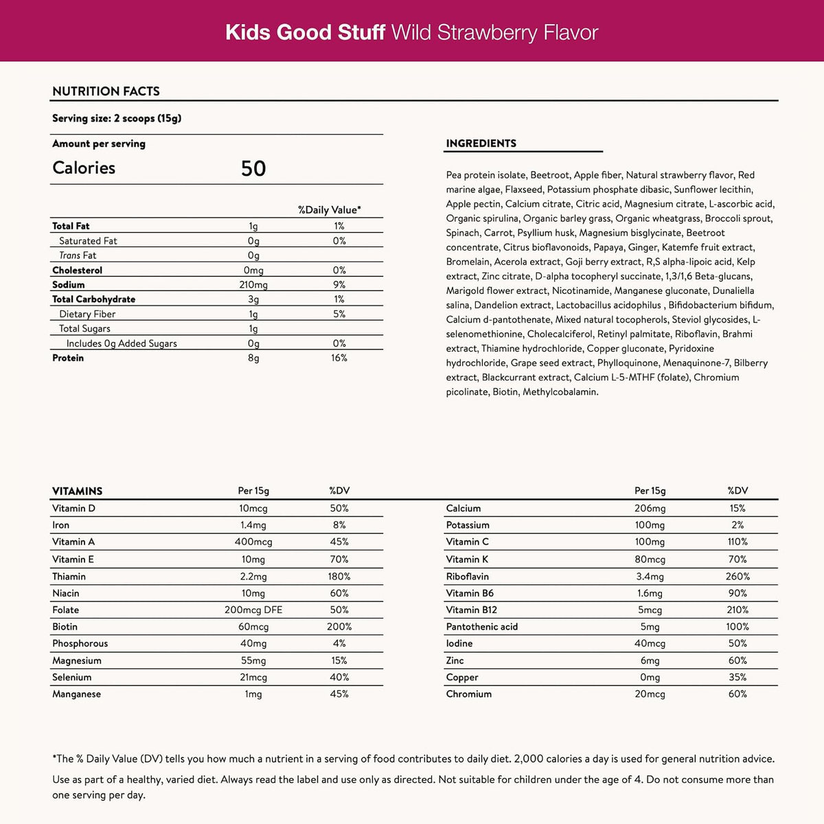 Nuzest Kids Good Stuff Vegan Smoothie Mix – Wild Strawberry – Multivitamin Supplement (225g) - görsel 7