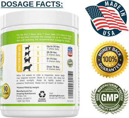 Amazing Nutritionals Dog Probiotics with Hip & Joint Support, 90 Bacon-Flavoured Soft Chews