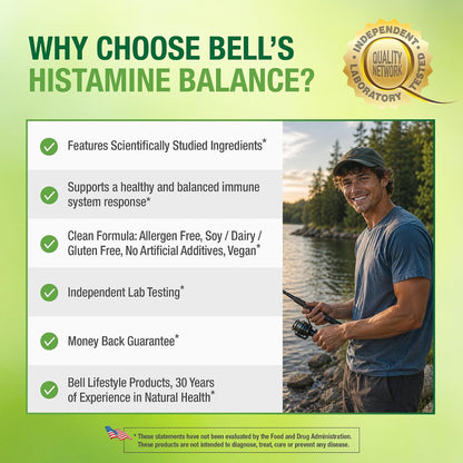 Bell Histamine Balance - Natural Supplement, Optimising Immune Response & Maintaining Healthy Respiratory Comfort - Unique Blend, 30 Vegetarian Capsules