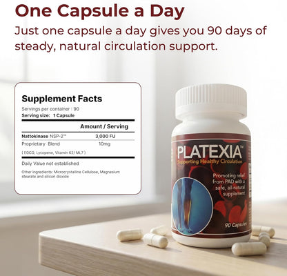Vision Nutra Platexia with 3,000 FU Nattokinase NSP-2 - Blood Circulation Support - Non-GMO & Kosher - 90 Vegan Capsules
