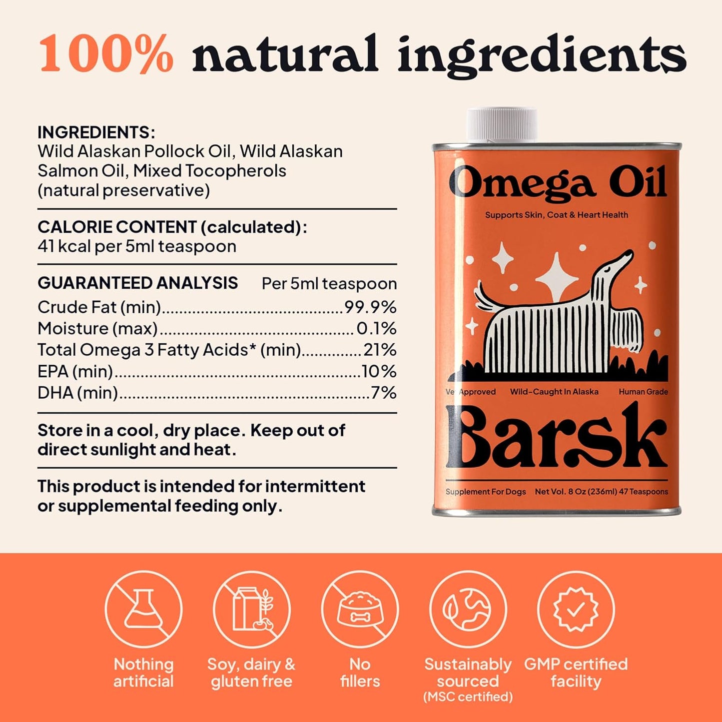 Barsk Wild Alaskan Fish Oil for Dogs & Cats - Helps Relieve Itchy Skin, Shiny Coat, Joint & Heart Health – Salmon Oil Formula High in Omega-3, EPA & DHA – Tasty Cat & Dog Food Toppers for Dry Food - görsel 7