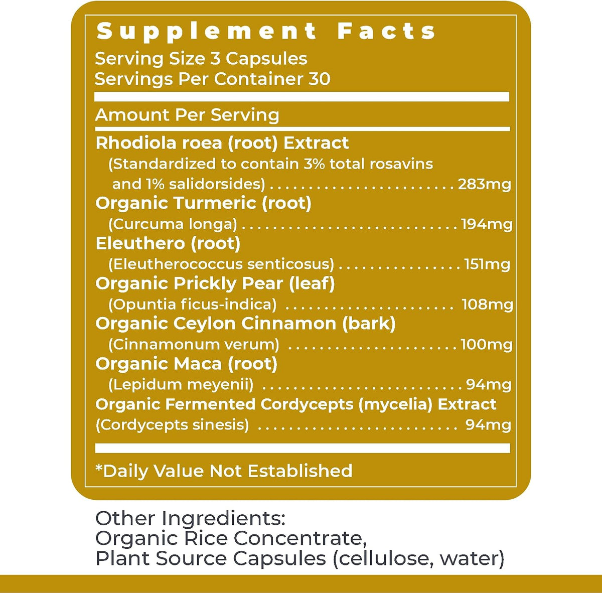 Premier Research Labs Adaptogen-R3 Supplement - Rhodiola Rosea with Maca Root - Adaptogen Complex for Stress Support - 90 Vegetarian Capsules - görsel 6