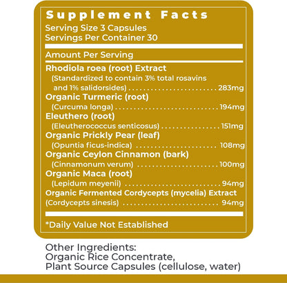 Premier Research Labs Adaptogen-R3 Supplement - Rhodiola Rosea with Maca Root - Adaptogen Complex for Stress Support - 90 Vegetarian Capsules