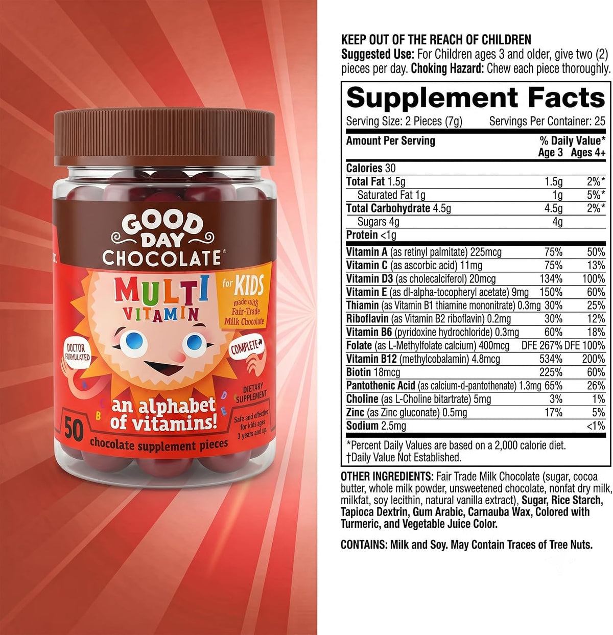 Good Day Chocolate Complete Multivitamin for Children, 50 Pieces - görsel 2