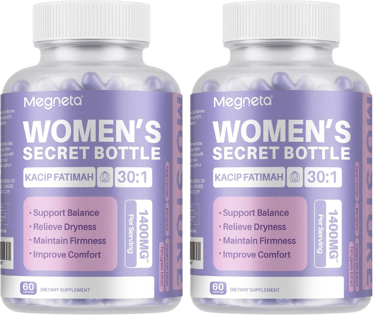 MEGNETA Advanced Feminine Care – Kacip Fatimah, Fenugreek, Slippery Elm, Manjakani – 180 Capsules - görsel 4