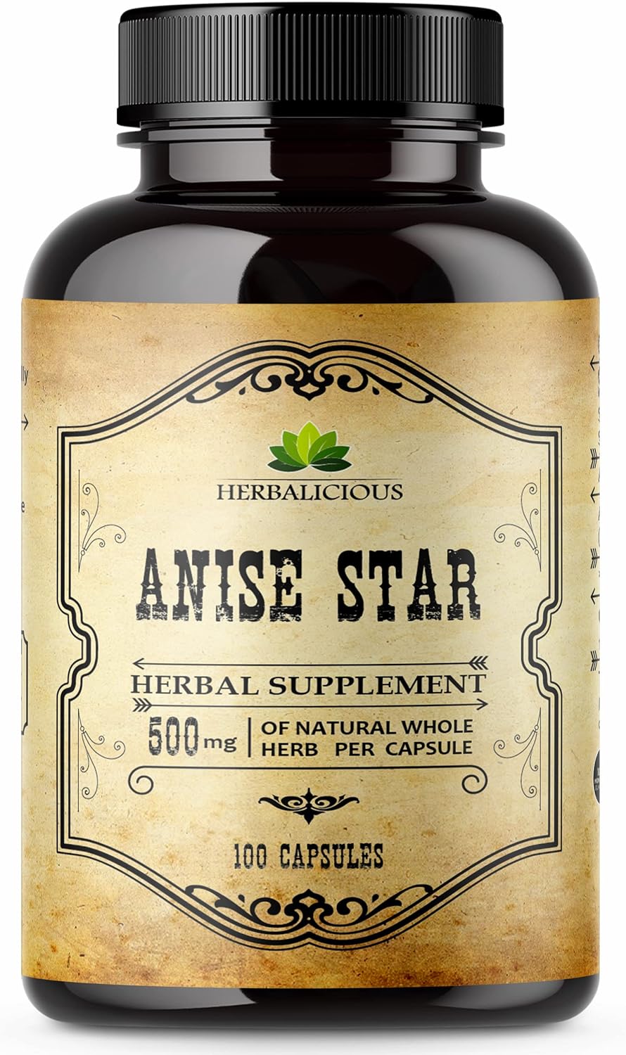 HERBALICIOUS Organic Star Anise Supplement – 100 Capsules – 1000mg - görsel 1
