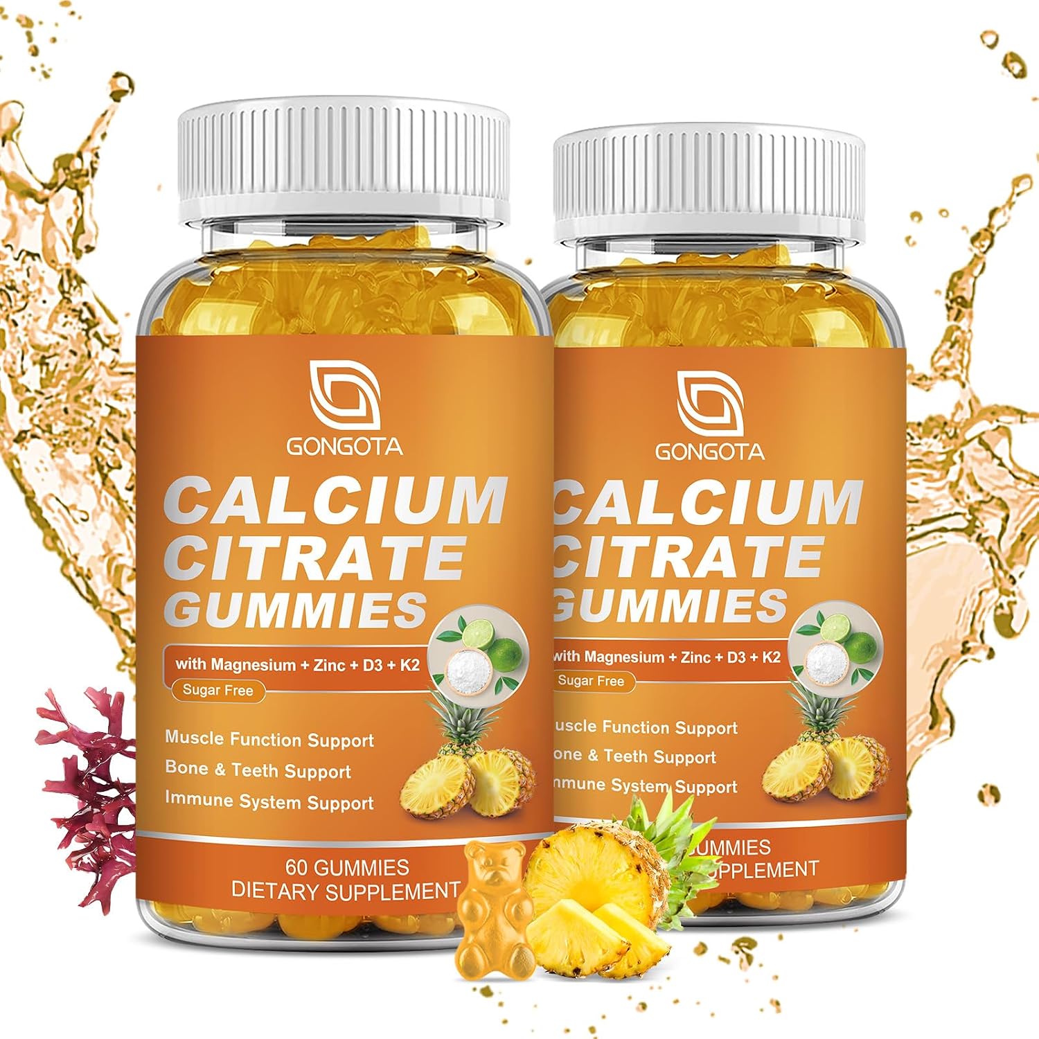 GONGOTA Calcium Citrate Gummies with Vitamin D3 - 120 Gummies - görsel 1