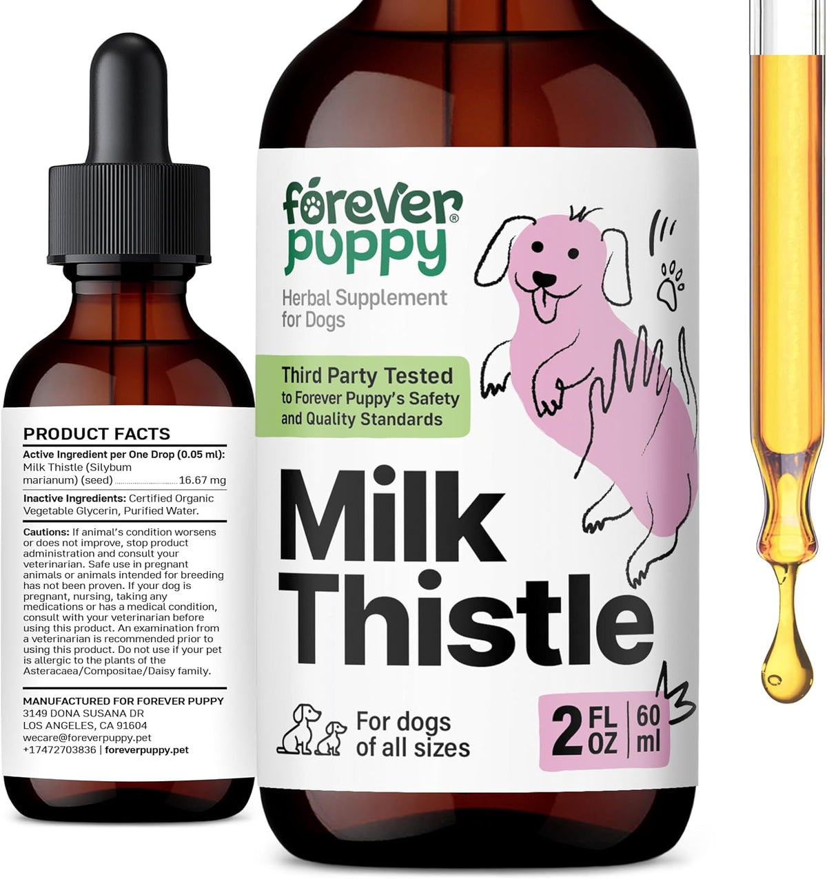Milk Thistle Supplement for Dogs, 60 ml - Liver Support with Silymarin Extract by Forever Puppy - görsel 1
