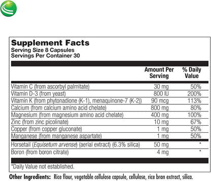 Nutra BioGenesis Osteogenesis - Bone Health Supplement with Vitamin D3, K2, Calcium, Magnesium, Zinc, Boron & Silica - 240 Vegetable Capsules