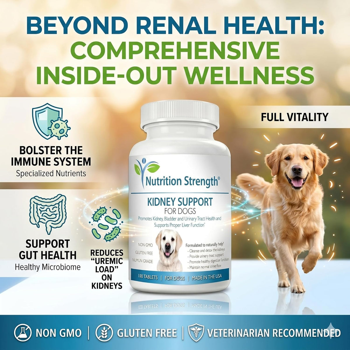 Kidney Support for Dogs – Organic Cranberry & Astragalus – Renal, Bladder & Urinary Tract Health Supplement – 120 Chewable Tablets - görsel 4