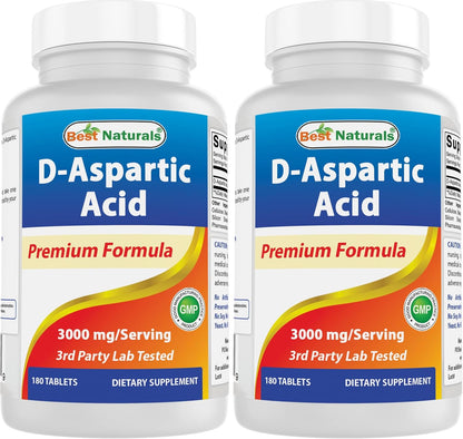 Best Naturals D-Aspartic Acid (DAA) 3000mg per Serving – Non-GMO & Gluten-free – 180 Tablets – Image 8