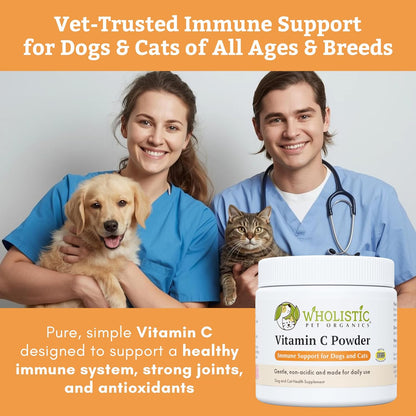 Wholistic Pet Organics Vitamin C Powder for Dogs and Cats – Allergy and Itch Relief, Immune Support – 2 oz (57 g)