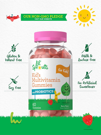 Carlyle Kids Multivitamin Gummies with Probiotics - 60 Chewables - Berry Flavour - Vegetarian, Non-GMO, Gluten-free Children's Supplement
