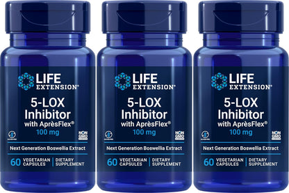 Life Extension 5-LOX Inhibitor with AprèsFlex 100 mg, 60 Vegetarian Capsules (Pack of 3)