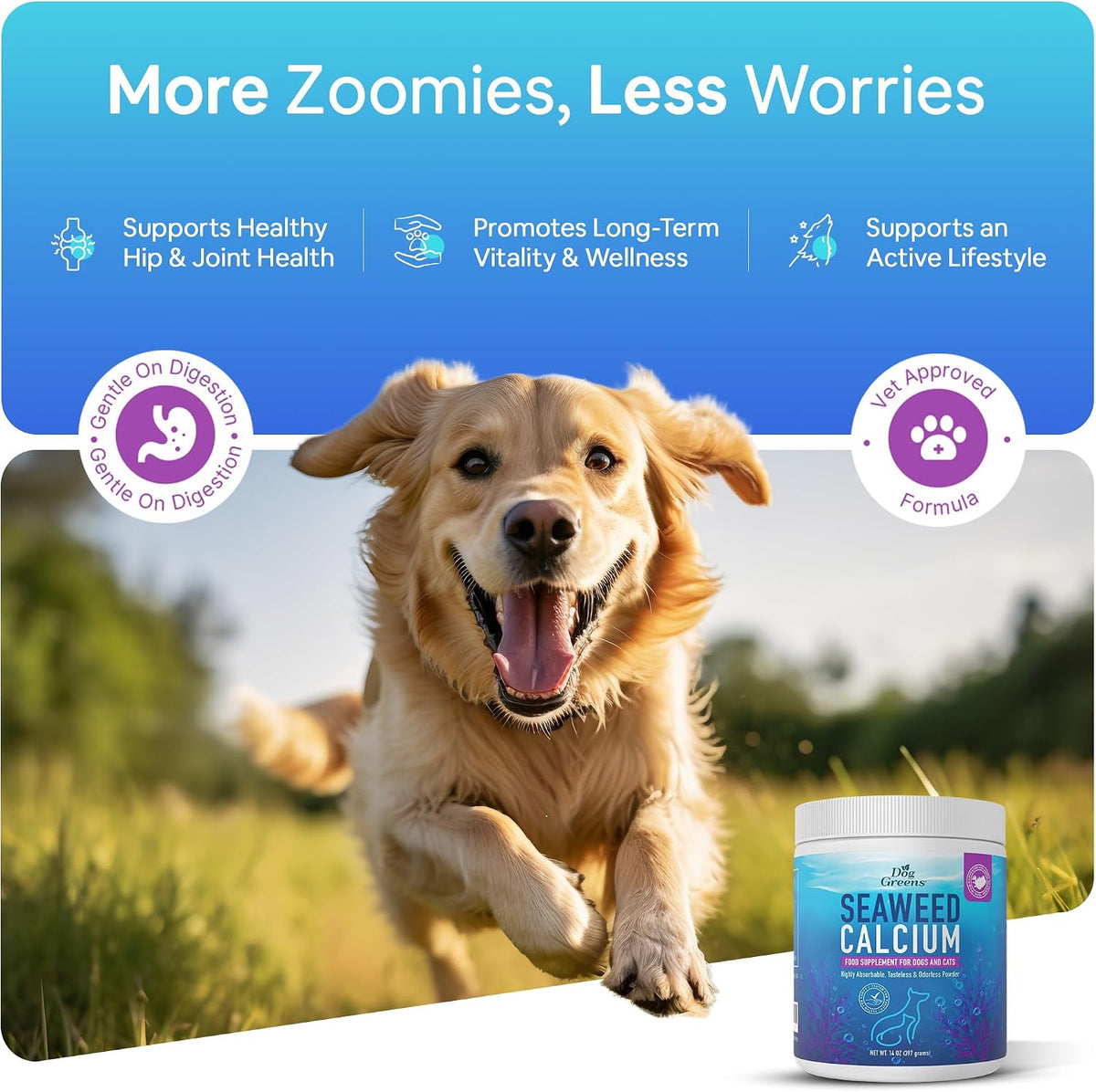 Dog Greens Seaweed Calcium Mineral Supplement for Dogs and Cats (14 oz, 4-Pack) - görsel 7
