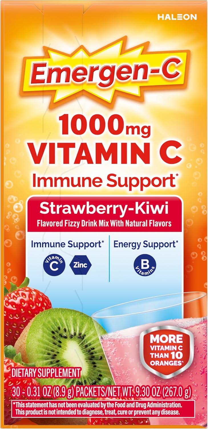 Emergen-C 1000mg Vitamin C Powder, Strawberry & Kiwi Flavour – 30 Sachets - görsel 10