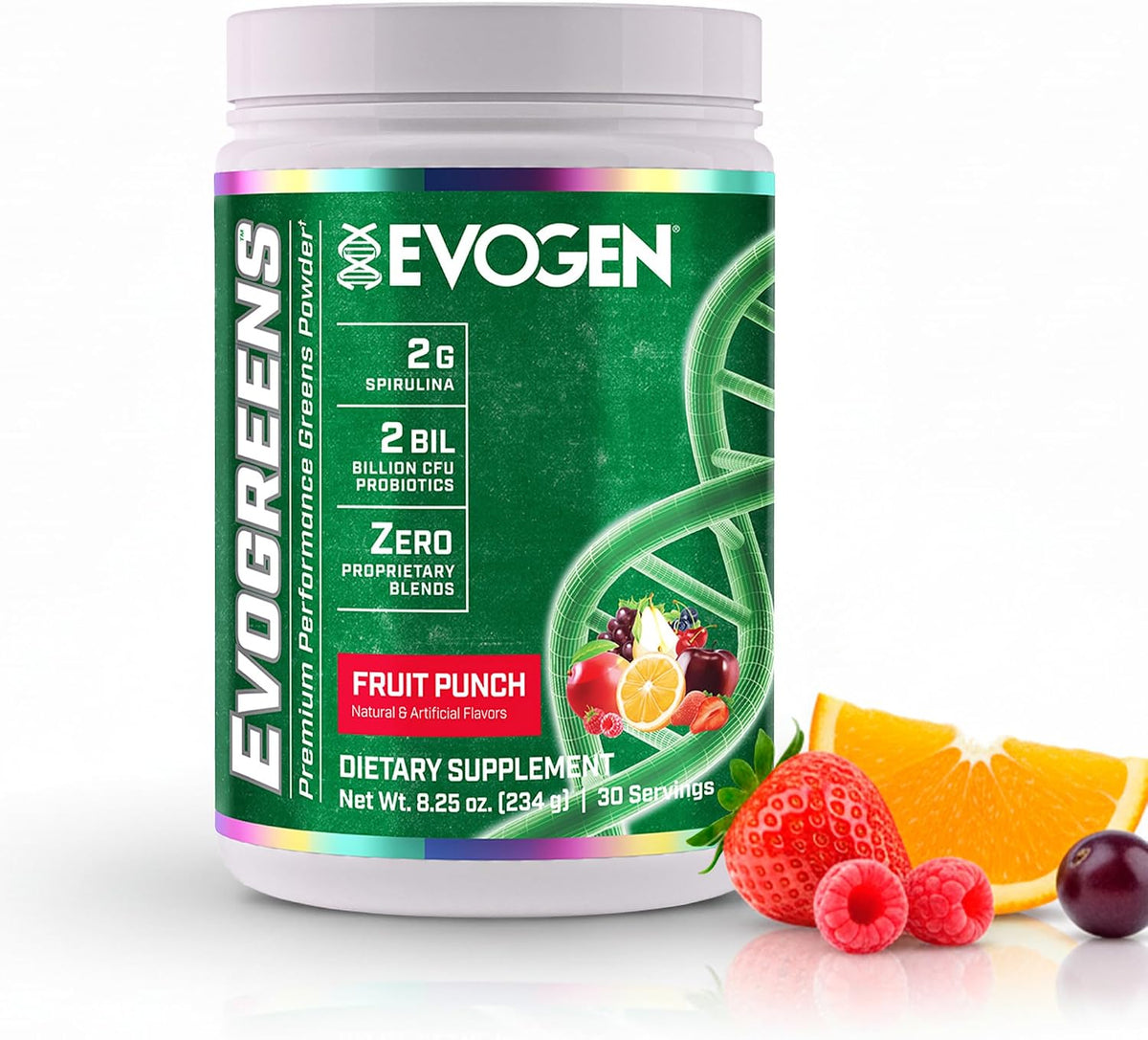 Evogen Evogreens - Super Greens Powder with Organic Spirulina, Probiotics & Pomanox Pomegranate Extract | Berry | 30 Servings - görsel 8