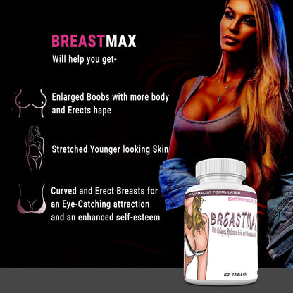 BREASTMAX Breast Enhancement Supplement – Bust Support with Multivitamins, Minerals & Herbs – 60 Tablets
