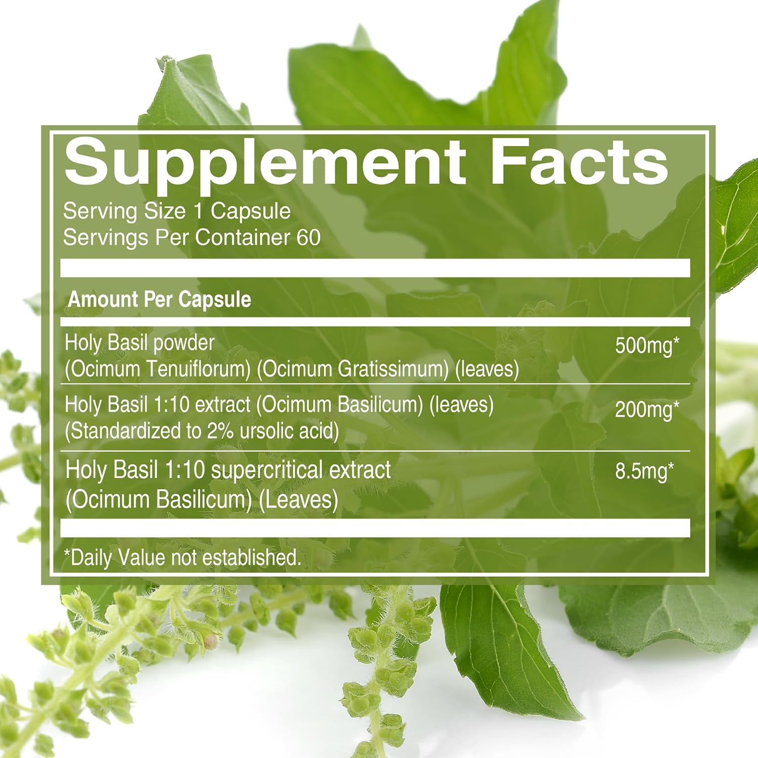 Pure Nutrition Tulsi Extract 708mg – 60 Vegan Capsules (Adaptogenic Support) - görsel 3