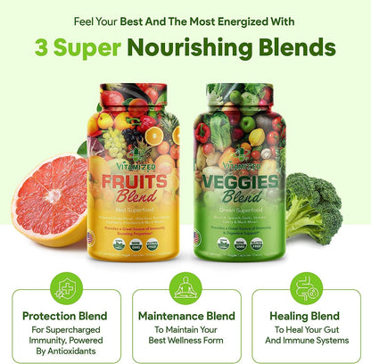38 Fruits and Vegetables Supplement for Overall Health and Energy - 180 Count