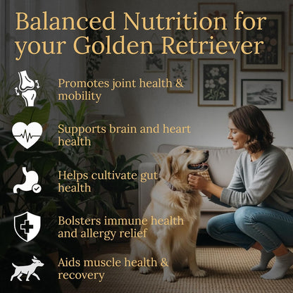 Prestige Breed Multivitamins for Golden Retrievers, Balanced Nutrition, 90 Count, Made in the USA with Real Bacon