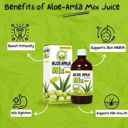 Basic Ayurveda Aloe Vera & Amla Herbal Mix Juice | 480ml