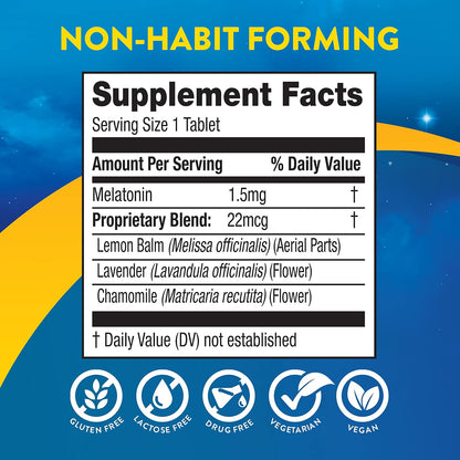 MidNite Back to Sleep Low Dose Melatonin Sleep Aid – 1.5 mg Quick Dissolve Tablets, 30 Tablets