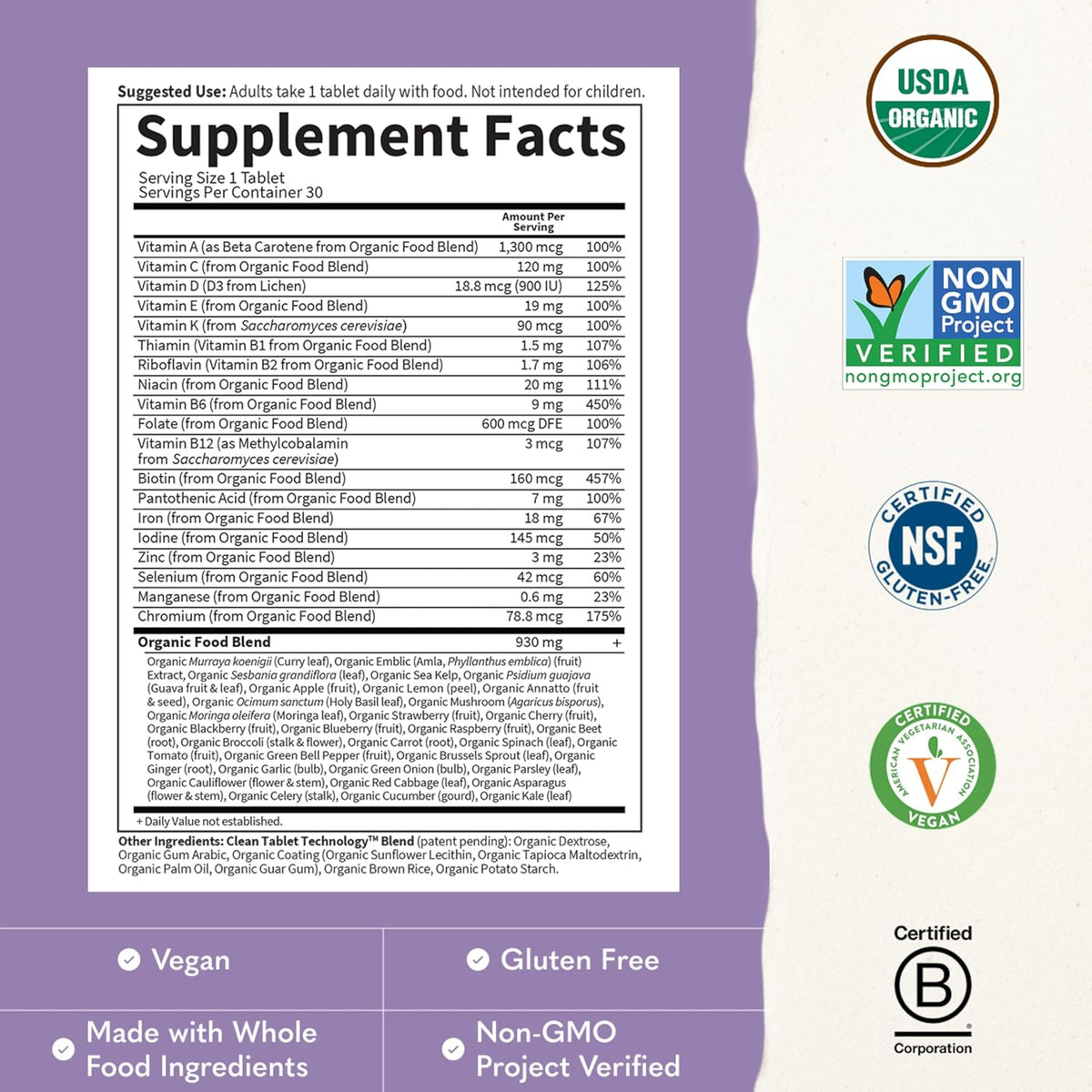 Garden of Life Organics Prenatal Multivitamin with Folate, B6, B12, D3 & Iron – Image 3