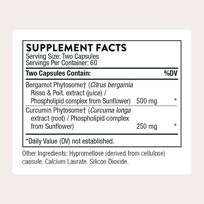 THORNE Metabolic Health – Bergamot & Curcumin Phytosome – Supports Normal Fat Metabolism – 120 Capsules