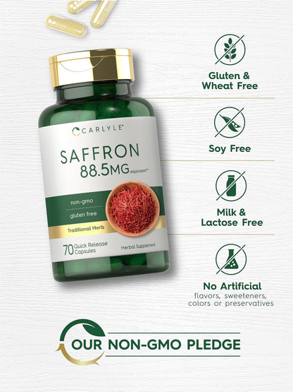 Carlyle Saffron Extract Supplement - 70 Capsules, Non-GM, Gluten-free