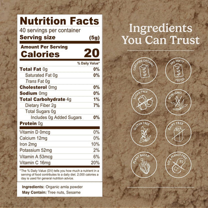Organic Traditions Amla Powder – Organic Indian Gooseberry Superfood, 200g
