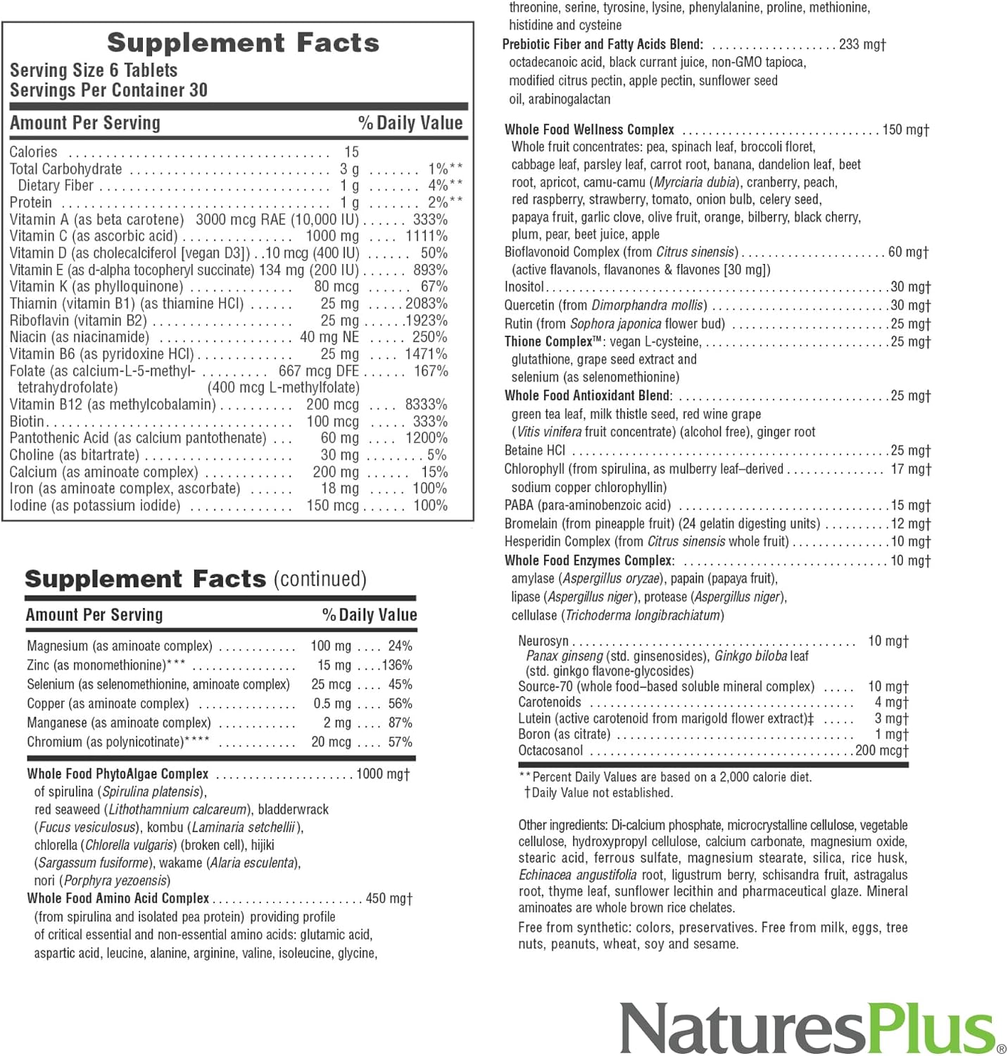 NaturesPlus Ultra Source of Life Multivitamin – 180 Mini-Tablets – Whole Foods, Herbs, Lutein & Enzymes - görsel 5