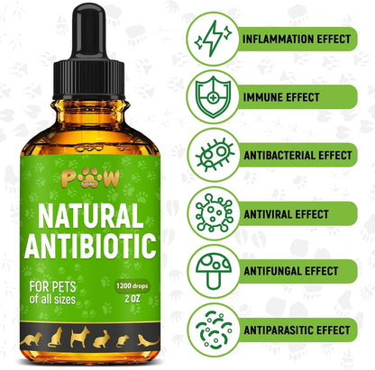 Golden Paw Natural Antibiotics for Dogs and Cats – Organic Liquid Immune Support Drops (60 ml)