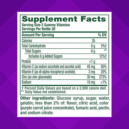 vitafusion Daily Complexion Care Gummies, Beauty Supplement for Clear Skin Support with Zinc Gluconate, Vitamins E & C, Tangerine Strawberry Flavour, 60 Count