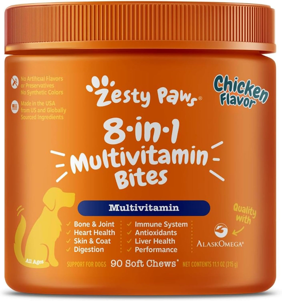 Zesty Paws Multifunctional Bites Dog Multivitamin, Chicken, 90 Chews - görsel 1