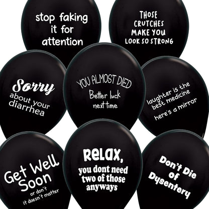 ROFLmart Sickloons Funny Get Well Soon Gift Balloons (Black, 24 Pack)