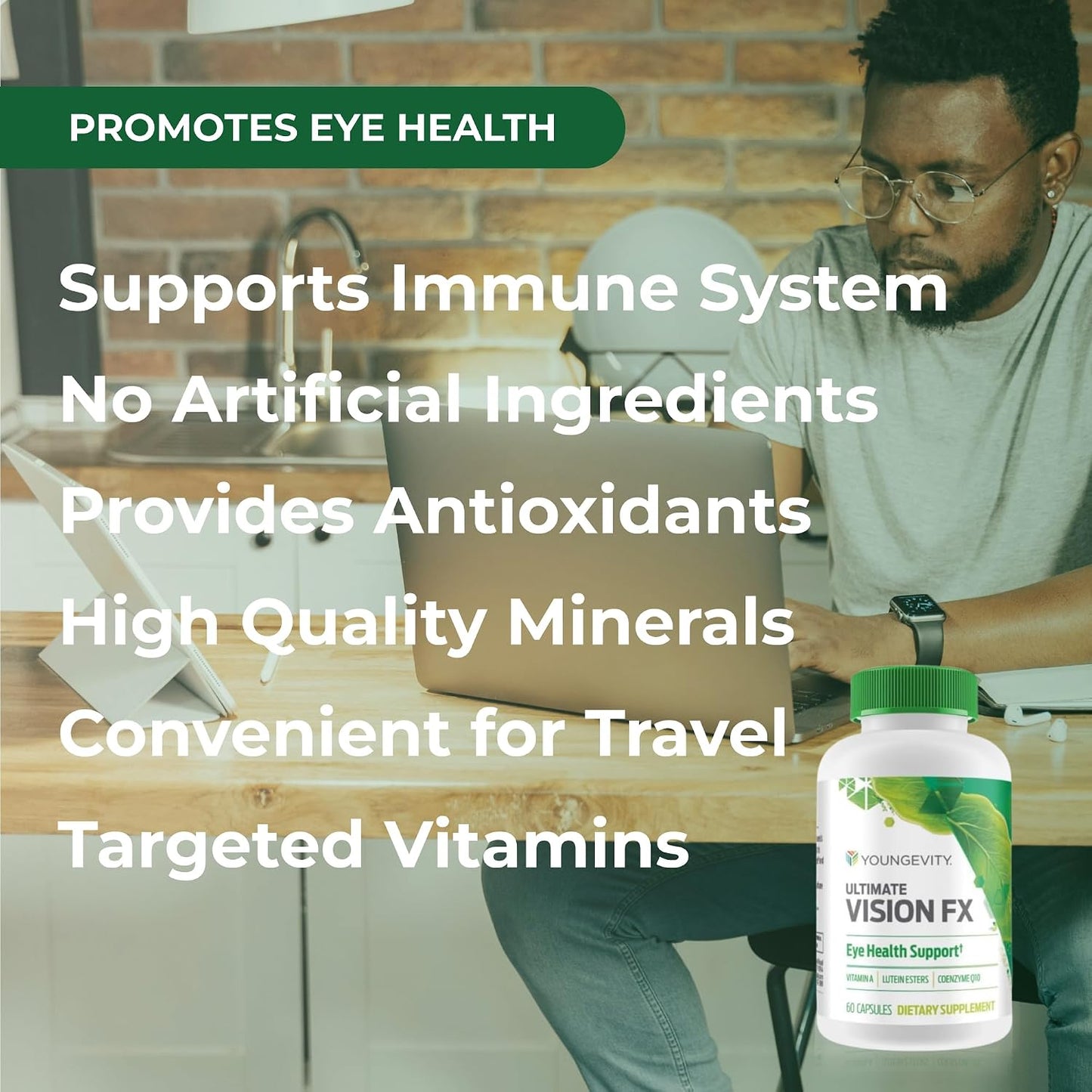 Youngevity Ultimate Vision FX – Eye Vitamin & Mineral Supplement, 60 Capsules - görsel 4