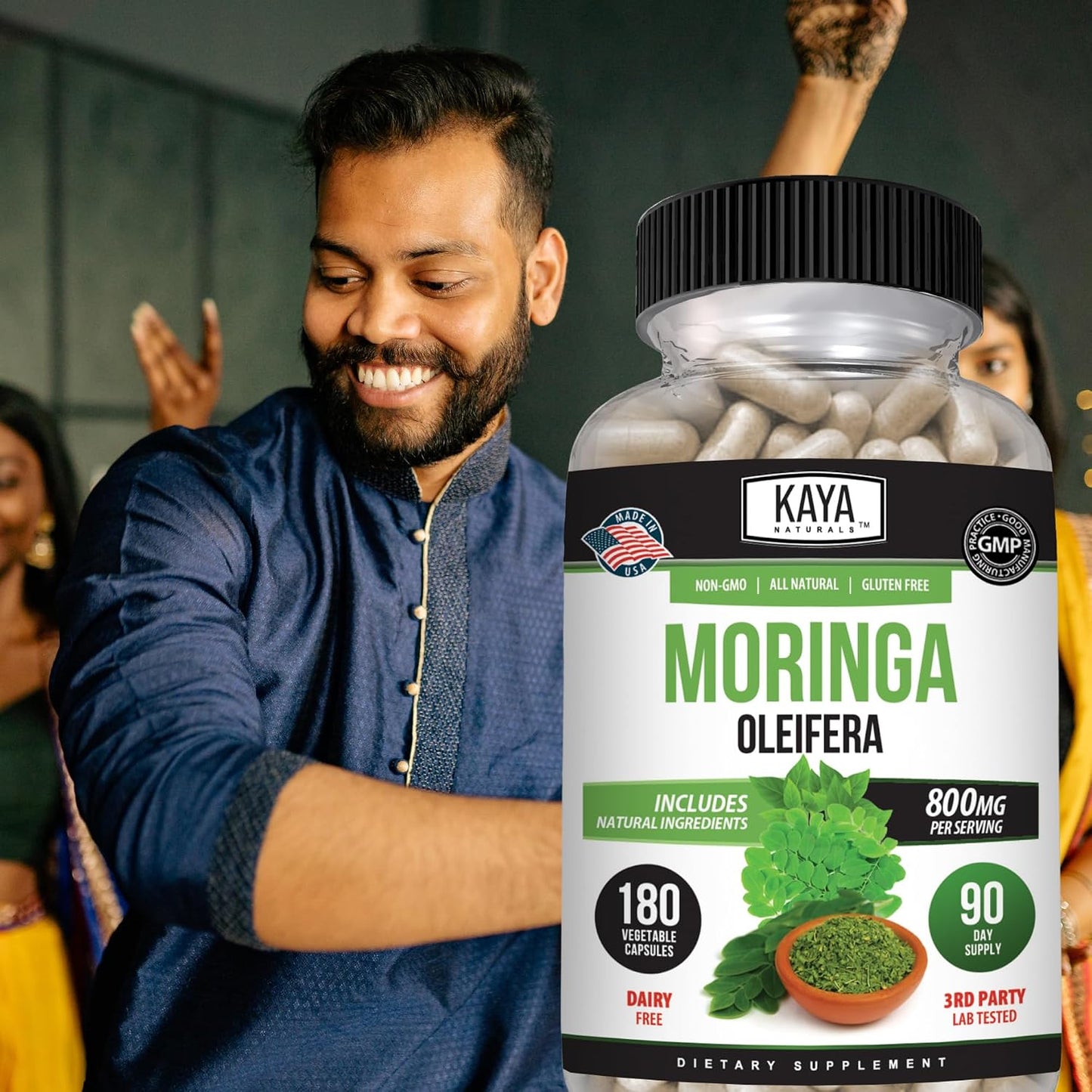 Kaya Naturals Moringa Leaf Extract - Complete Greens Superfood Supplement - Pure Miracle Tree Moringa - Boost Energy Naturally - Nutrient Dense Vitamins for Adult - 180 Veggie Count - görsel 9
