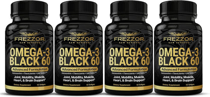 FREZZOR Omega 3 Black – New Zealand Green Lipped Mussel Oil Capsules for Joint Care & Comfort, 60 Soft gel capsule Capsules