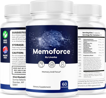 (2 Pack) Memoforce Brain Supplement - Official Memoforce Premium Formula Capsules, Advanced Support for Wellness & Overall Health, Memoforce Reviews, 120 Capsules for 2 Months