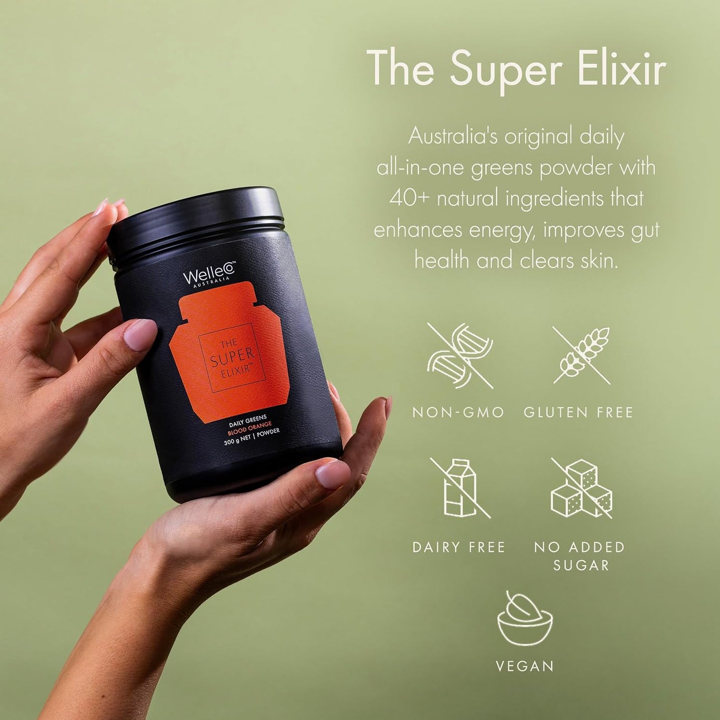WelleCo The Super Elixir Daily Greens Powder – Blood Orange - görsel 5